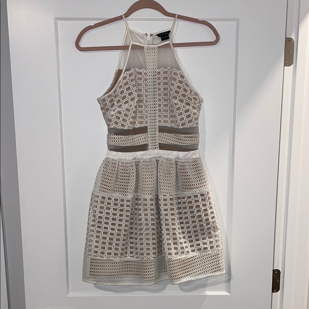 White Mesh Halter Dress